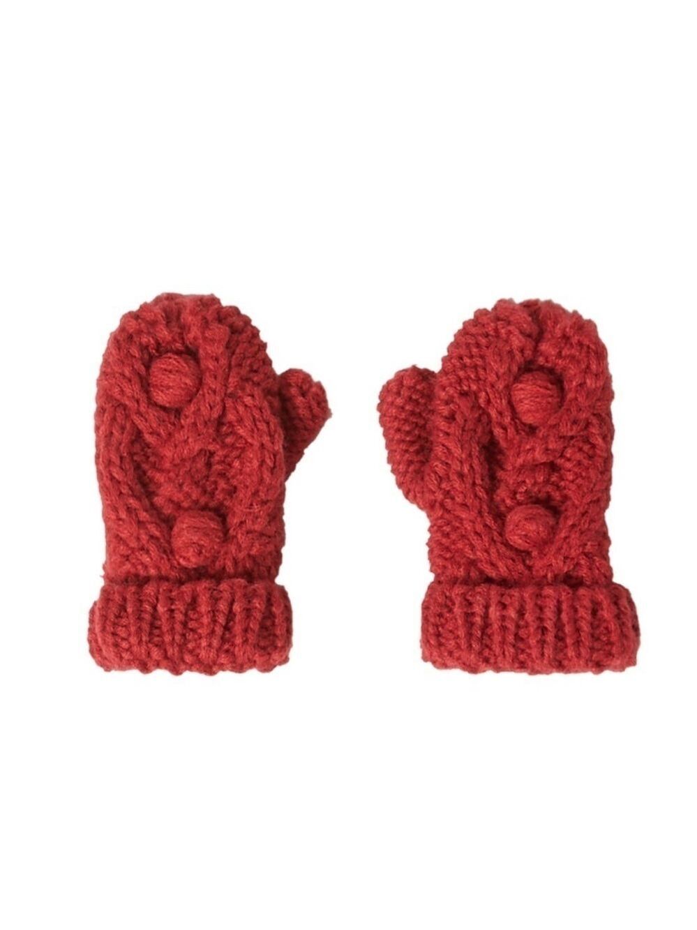 Red Pom Pom knitted mittens